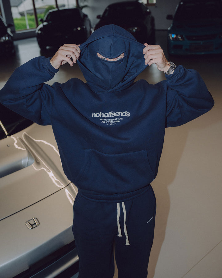 NHS MARINEBLAUW GEMASKERDE HOODIE